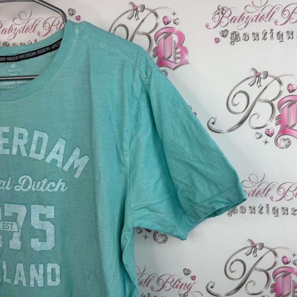 Amsterdam industry T-shirt blue green white Teal Amsterdam Graphic T-Shirt - Picture 4 of 10